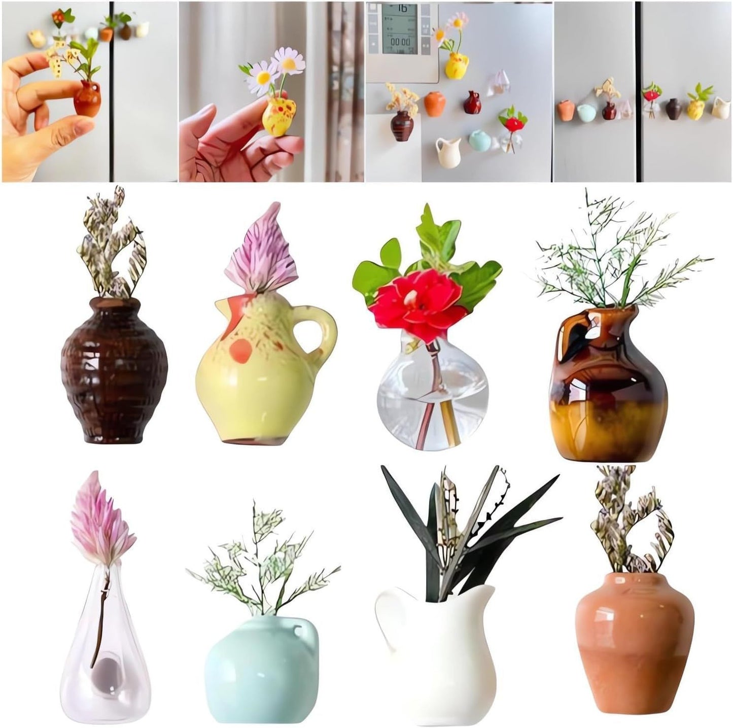 Resin Fridge Magnets – Mini Vase Magnets, Elegant Home Gift