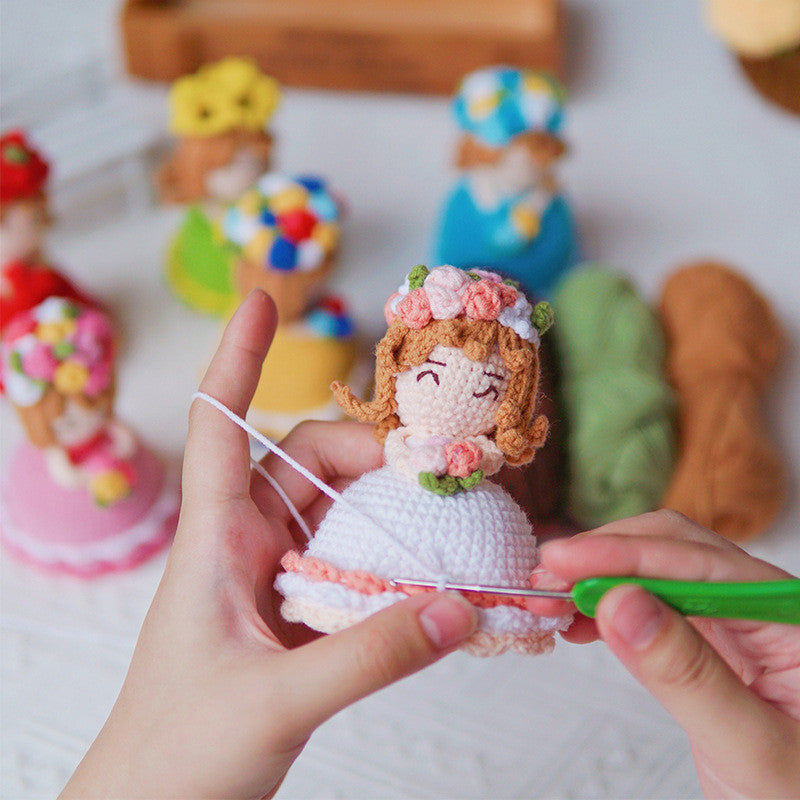 Handmade Crochet Cross-Dressing Bride Doll – Unique Knitted Cotton Doll Gift
