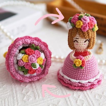 Handmade Crochet Cross-Dressing Bride Doll – Unique Knitted Cotton Doll Gift