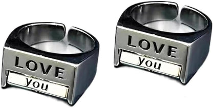2Pcs Creative Fu*K Rotatable Mood Control Ring,Mood Ring Retro Style Open Ring,Fu*k You Fu*k Everything Square Ring for Women Men