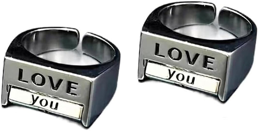 2Pcs Creative Fu*K Rotatable Mood Control Ring,Mood Ring Retro Style Open Ring,Fu*k You Fu*k Everything Square Ring for Women Men