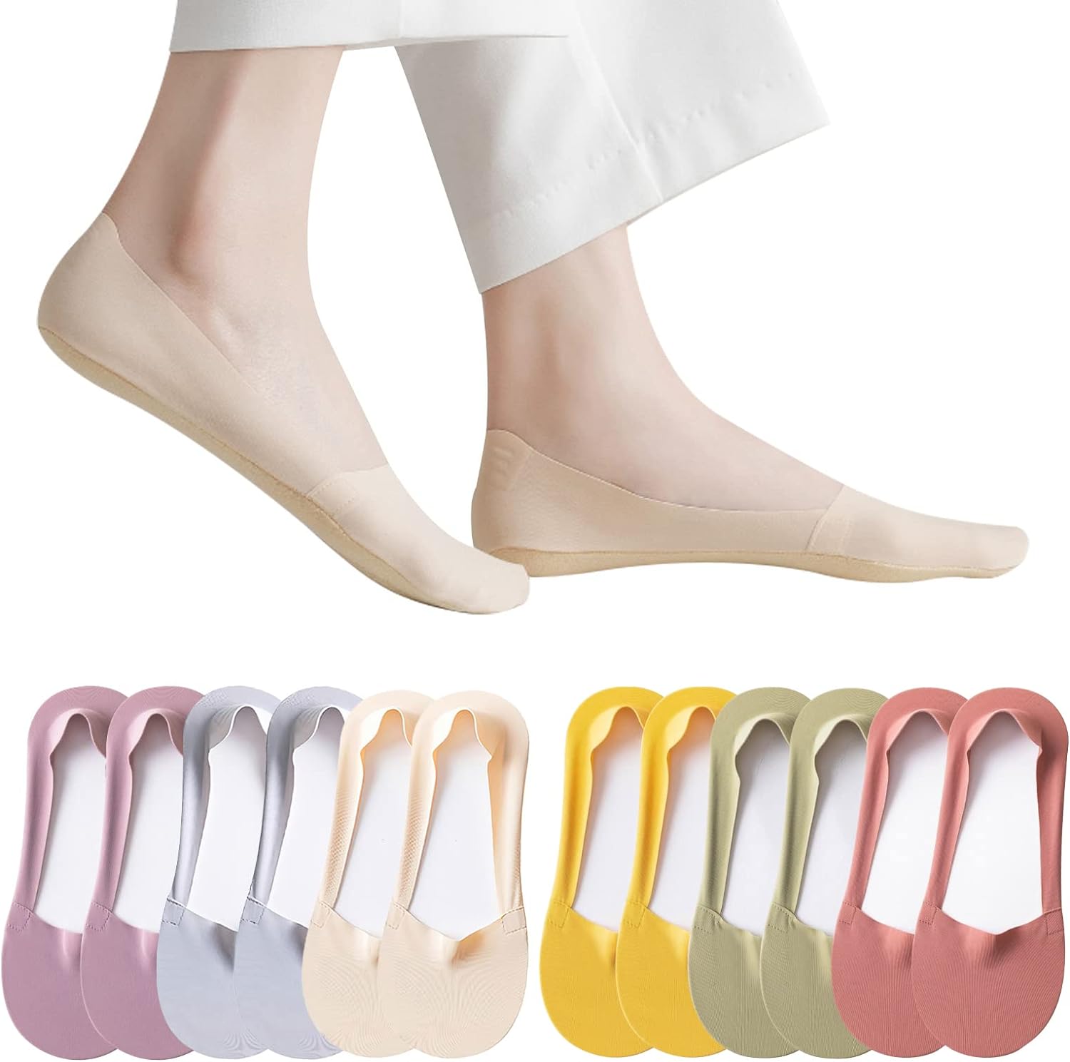 5 pairs -Thin No Show Socks