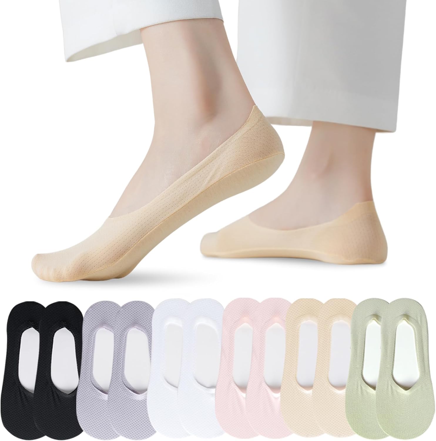 5 pairs -Thin No Show Socks