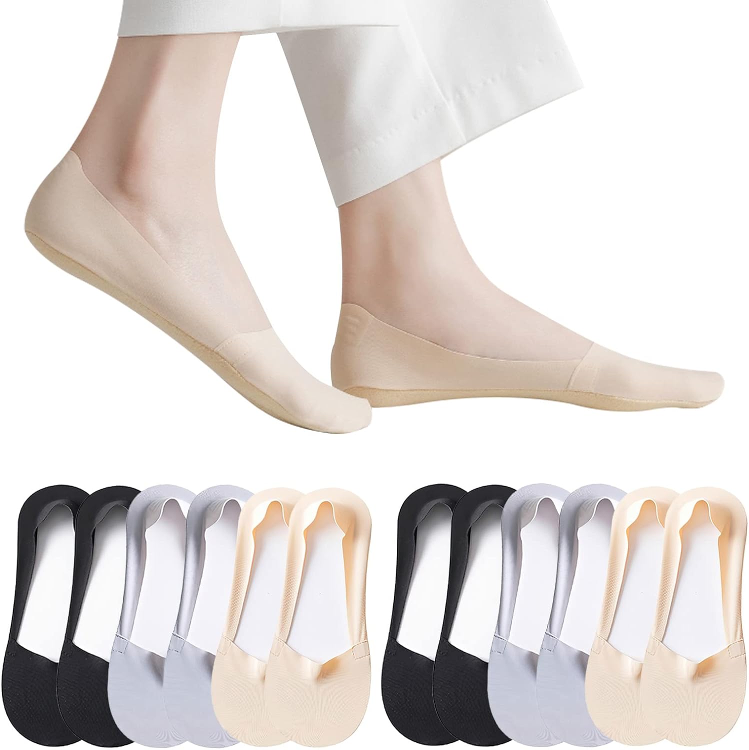 5 pairs -Thin No Show Socks