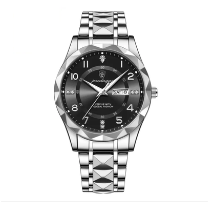 "POEDAGAR Luxury Men's Quartz Watch - Waterproof, Date Display, Luminous, Stainless Steel
