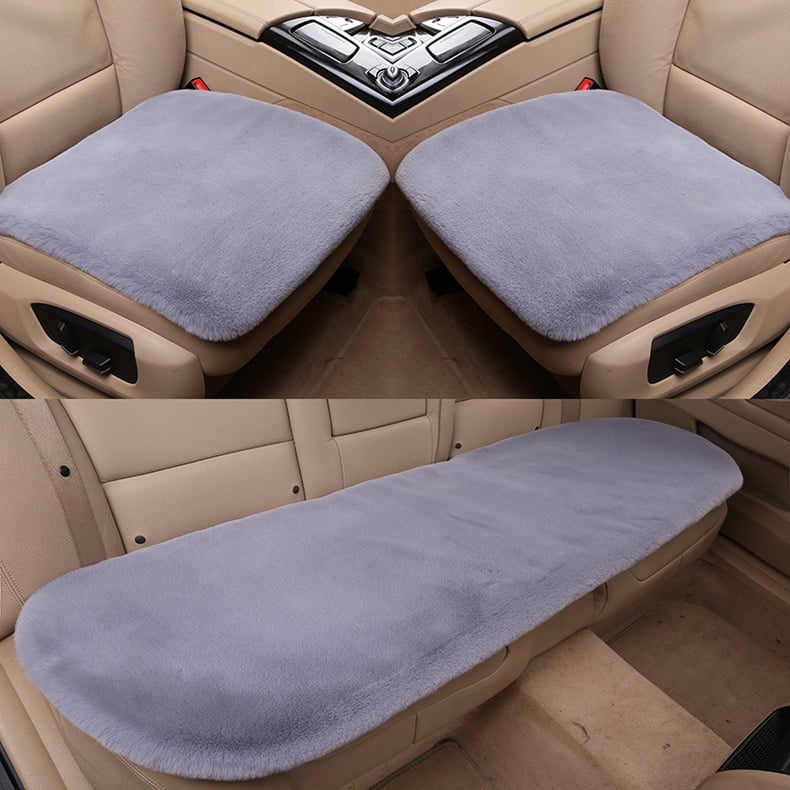 Plush Car Seat Cushion-Car Seat Cover Front Rear Seat Cushion Sheepskin Pad Mat Universal Accessories