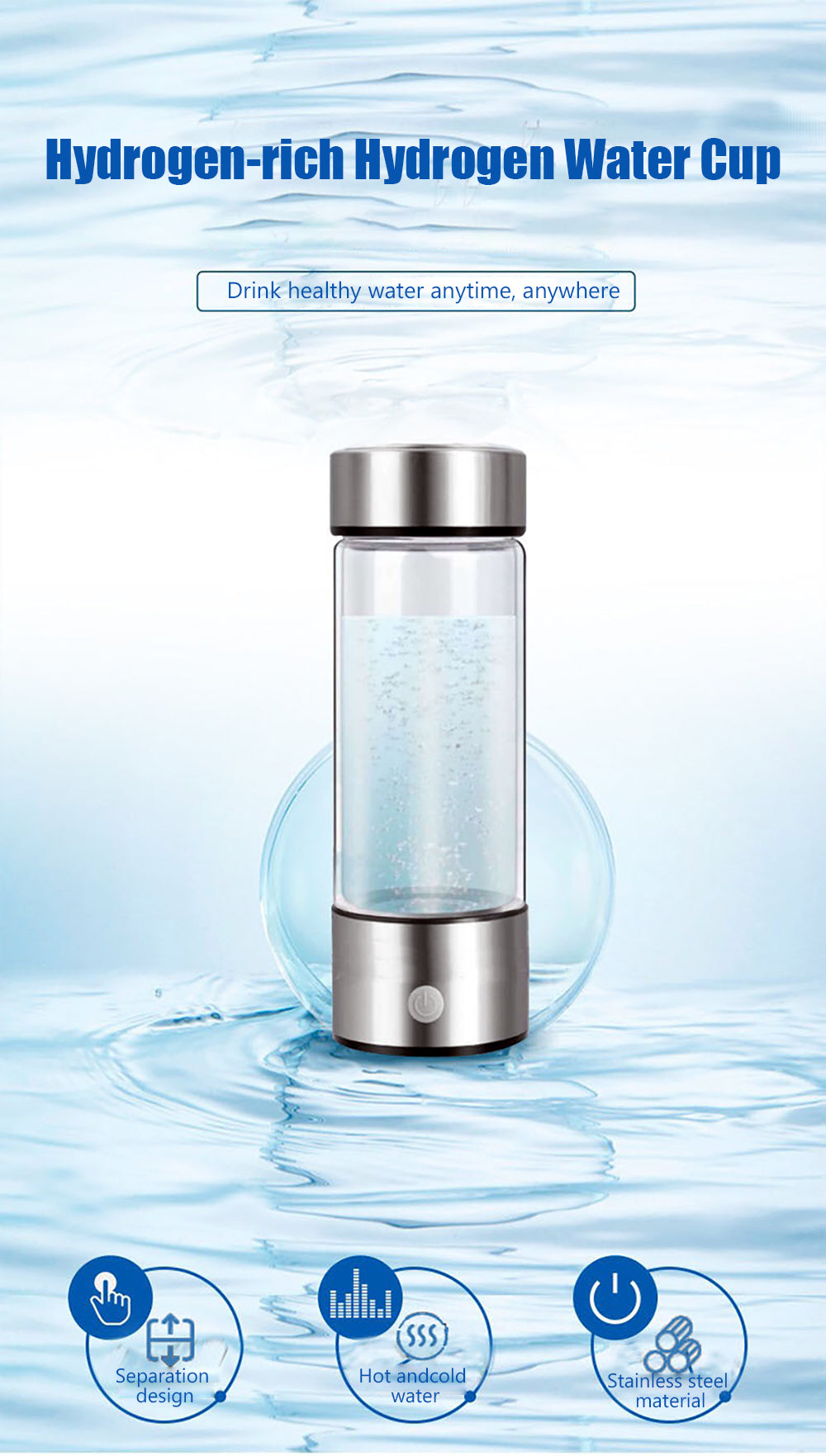 HydroPure - Portable Hydrogen Water Bottle Generator