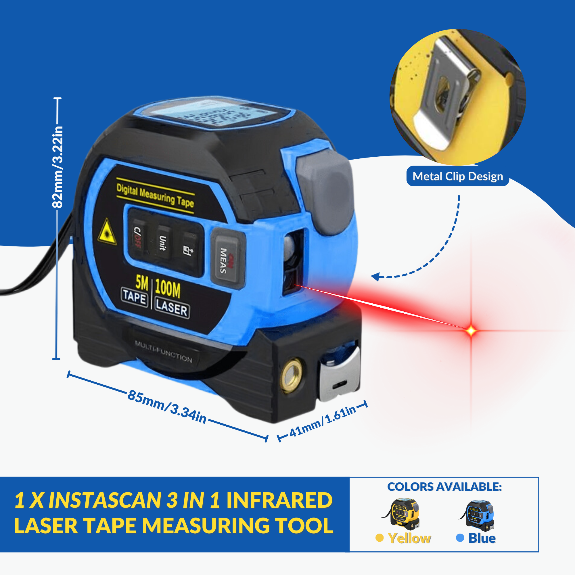 3 in 1 Infrared Laser Tape Measuring Tool