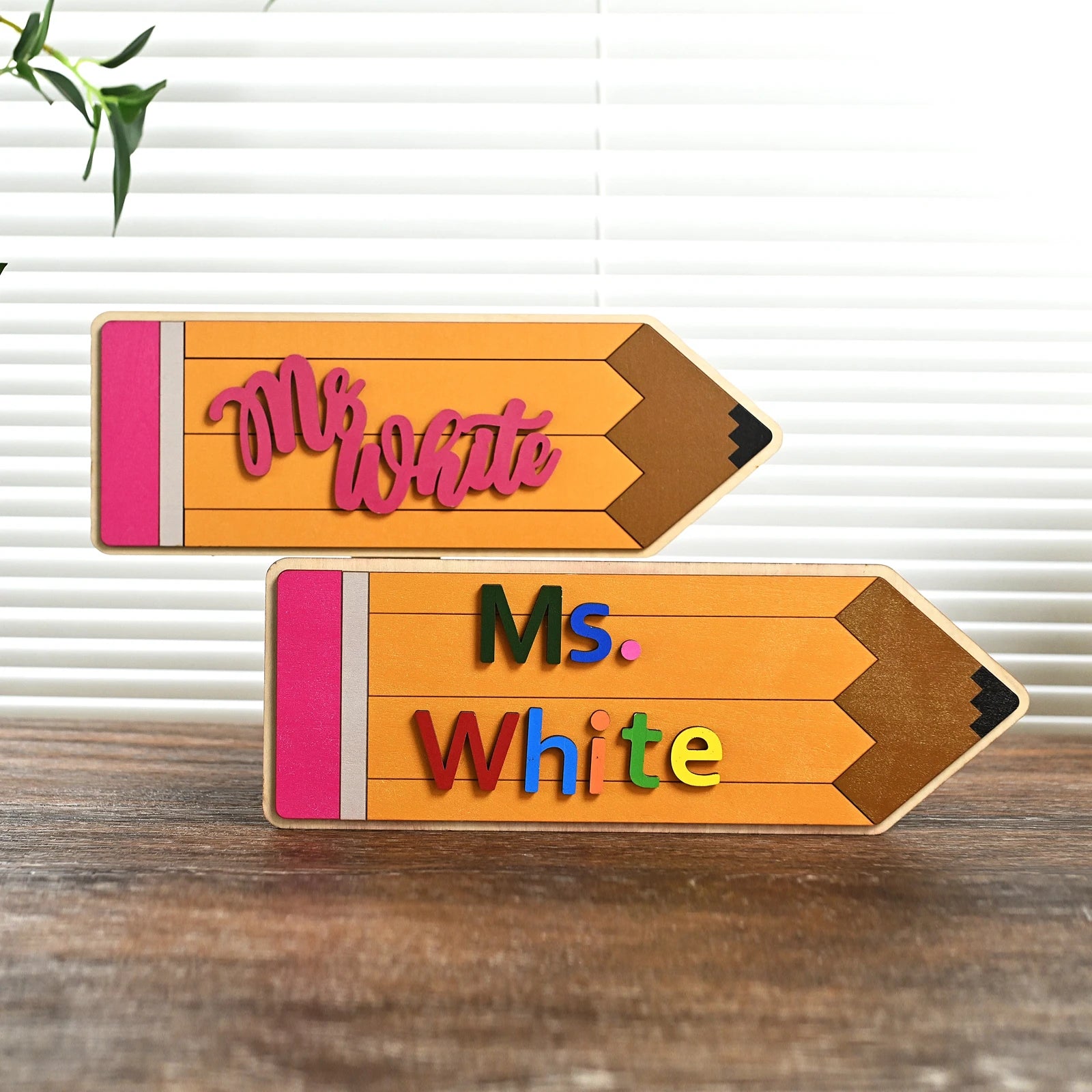 Personalized Wood Pen Holder - Teacher Gift, Hand-Painted Organizer