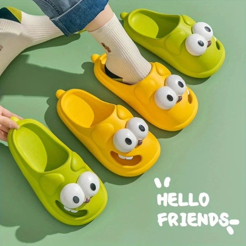 Cute and Funny Big Eye Dog Slippers - Tongue Kiss Design