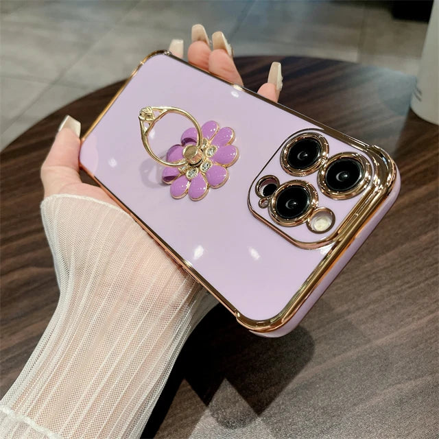 Luxury Plating Fashion Flash Holder Stand Phone Case For iPhone  Plus Cover