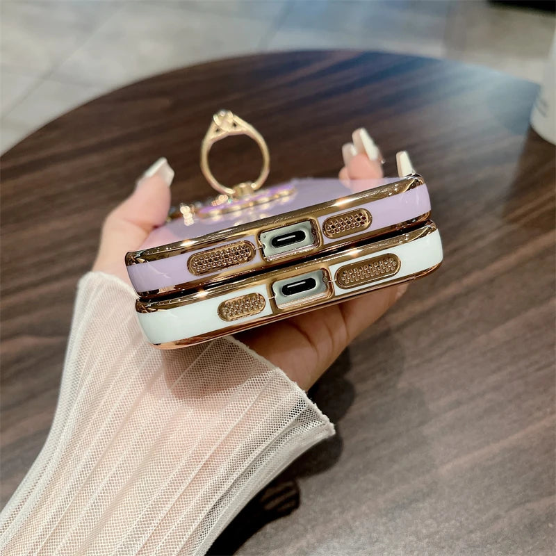 Luxury Plating Fashion Flash Holder Stand Phone Case For iPhone  Plus Cover