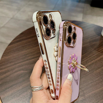 Luxury Plating Fashion Flash Holder Stand Phone Case For iPhone  Plus Cover