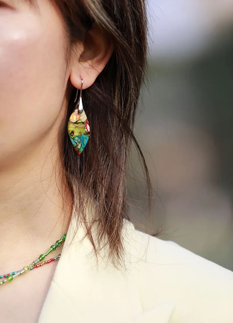 Trendy Minimalism Natural Emperor Jaspers Dangling Women Drop Earrings Ethnic Elegant Holiday Jewelry Gifts