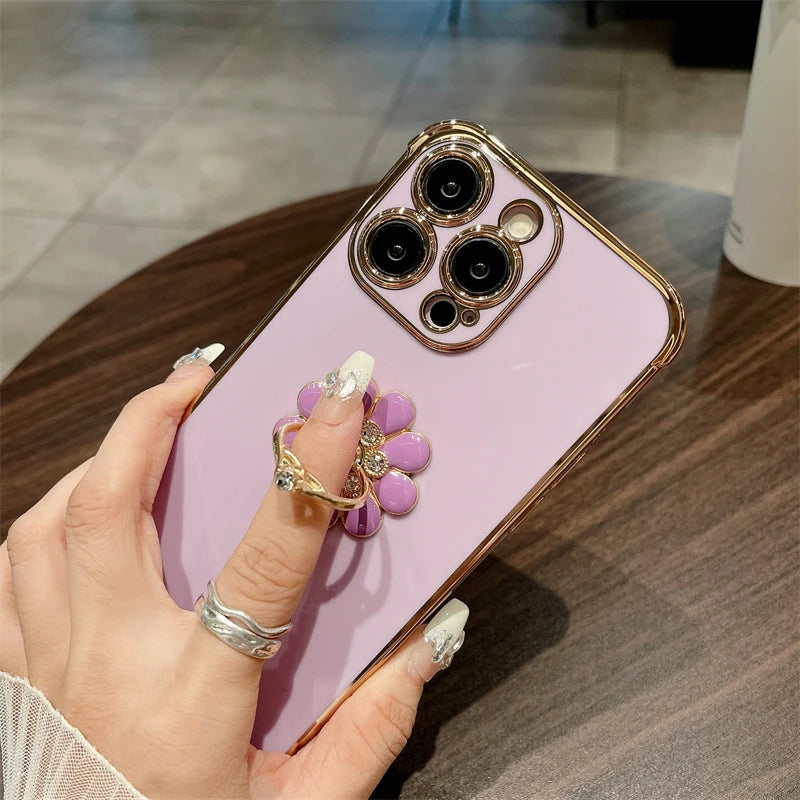 Luxury Plating Fashion Flash Holder Stand Phone Case For iPhone  Plus Cover