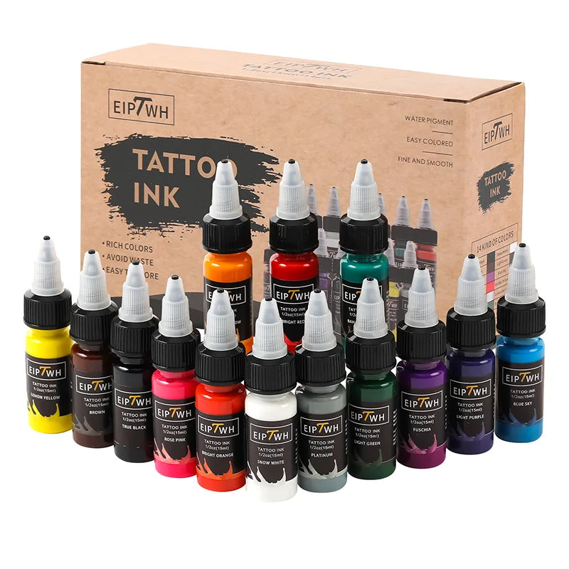 15ml Tattoo Ink Pigment Box Body Art Tattoo Kits Professional Tattoo Supplies