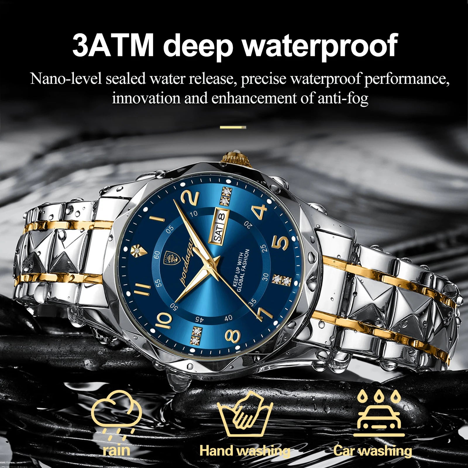 "POEDAGAR Luxury Men's Quartz Watch - Waterproof, Date Display, Luminous, Stainless Steel