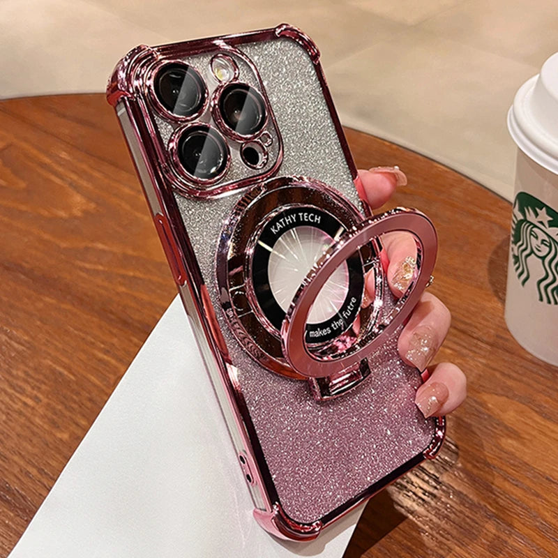 Glitter MagSafe Magnetic Plating TPU Case For iPhone