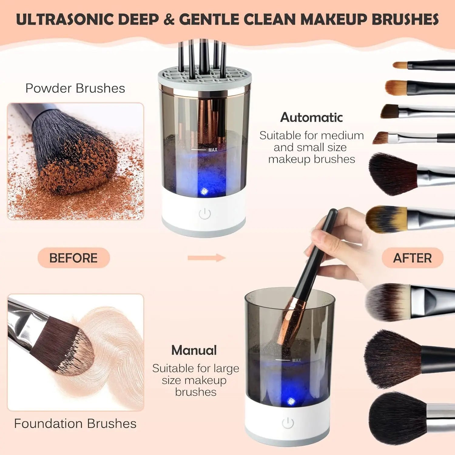 Portable USB Rechargeable Electric Makeup Brush Cleaner for Women