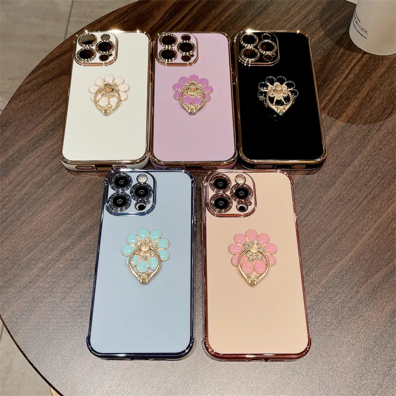 Luxury Plating Fashion Flash Holder Stand Phone Case For iPhone  Plus Cover