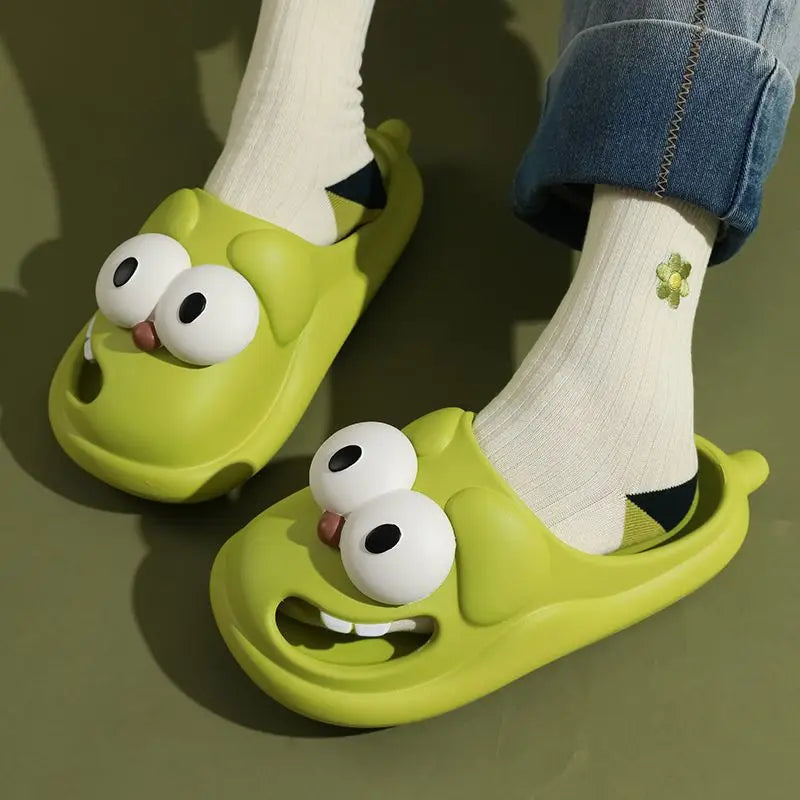 Cute and Funny Big Eye Dog Slippers - Tongue Kiss Design