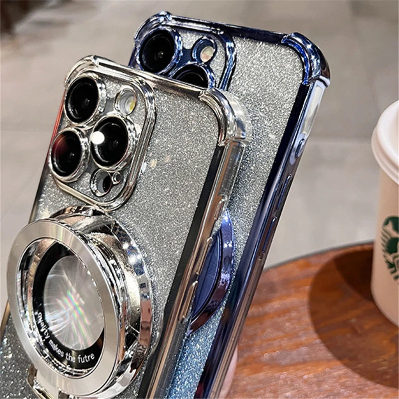 Glitter MagSafe Magnetic Plating TPU Case For iPhone