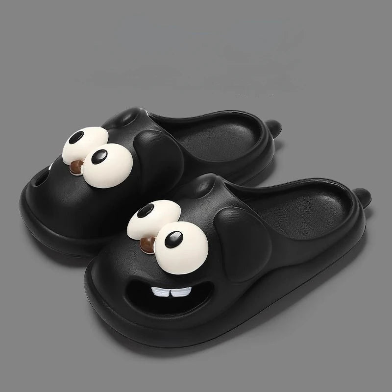 Cute and Funny Big Eye Dog Slippers - Tongue Kiss Design