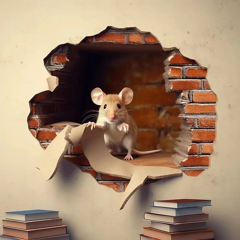 Mouse Reading Book Wall Decal - Ideal for Kids' Rooms & Classrooms