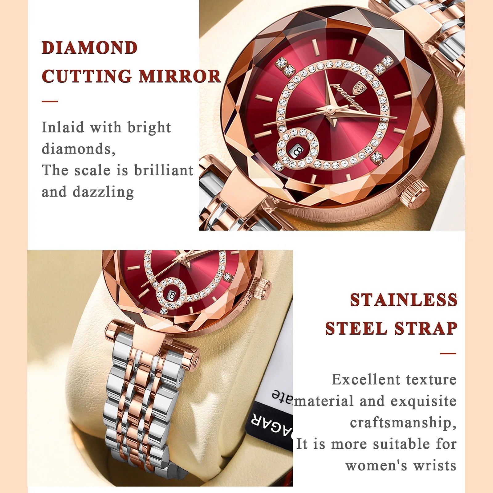 High-Quality Waterproof Luxury Ladies Diamond Quartz Watch