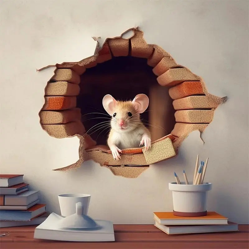 Mouse Reading Book Wall Decal - Ideal for Kids' Rooms & Classrooms