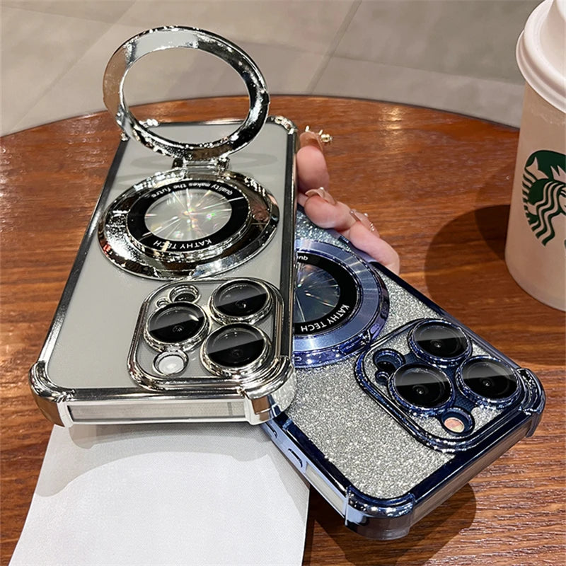 Glitter MagSafe Magnetic Plating TPU Case For iPhone