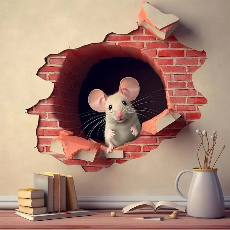 Mouse Reading Book Wall Decal - Ideal for Kids' Rooms & Classrooms