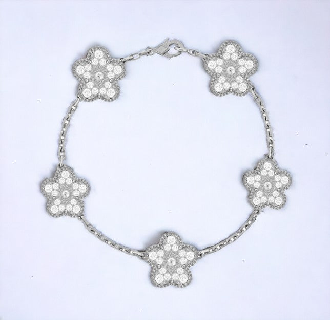 Elegant Adjustable Stainless Steel 5-Leaf Clover Women's Bracelet