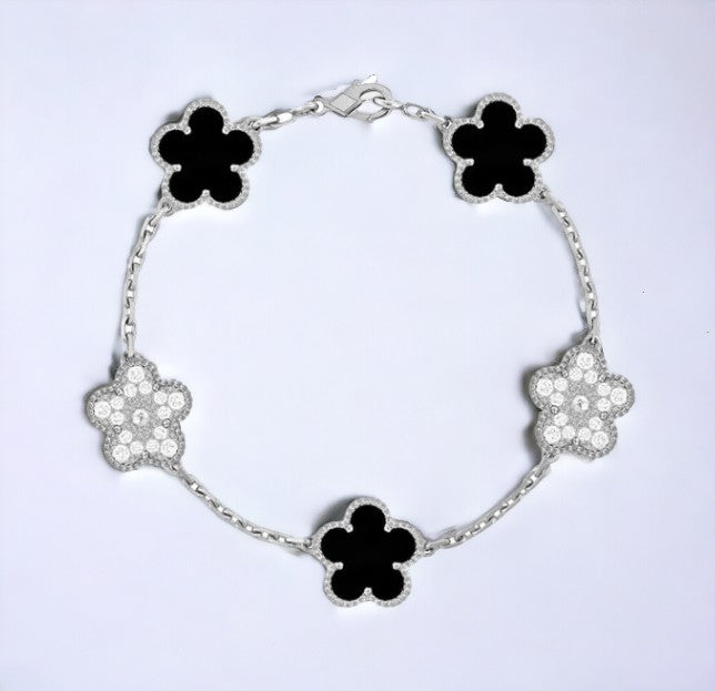 Elegant Adjustable Stainless Steel 5-Leaf Clover Women's Bracelet