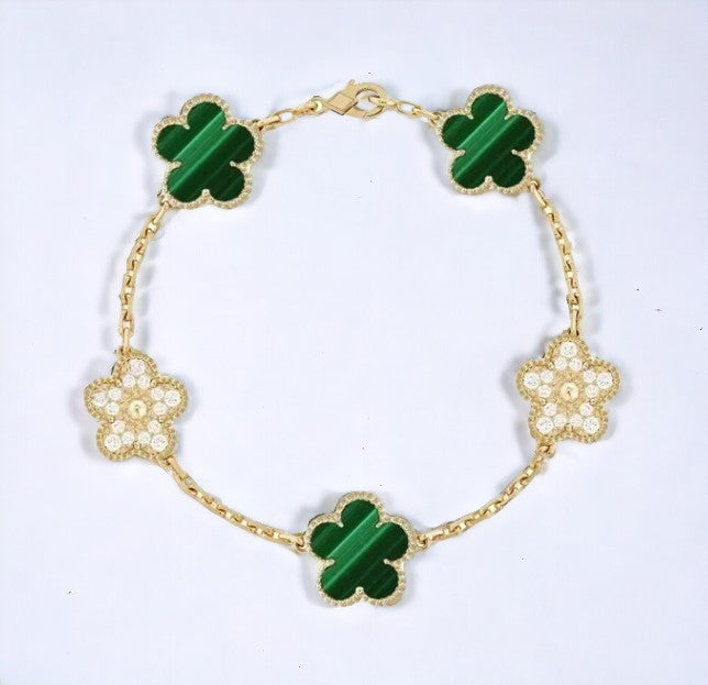 Elegant Adjustable Stainless Steel 5-Leaf Clover Women's Bracelet