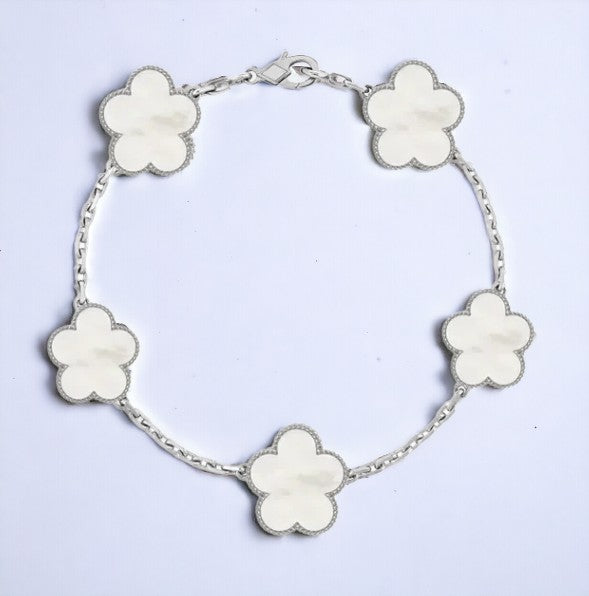 Elegant Adjustable Stainless Steel 5-Leaf Clover Women's Bracelet