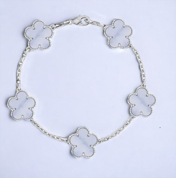 Elegant Adjustable Stainless Steel 5-Leaf Clover Women's Bracelet