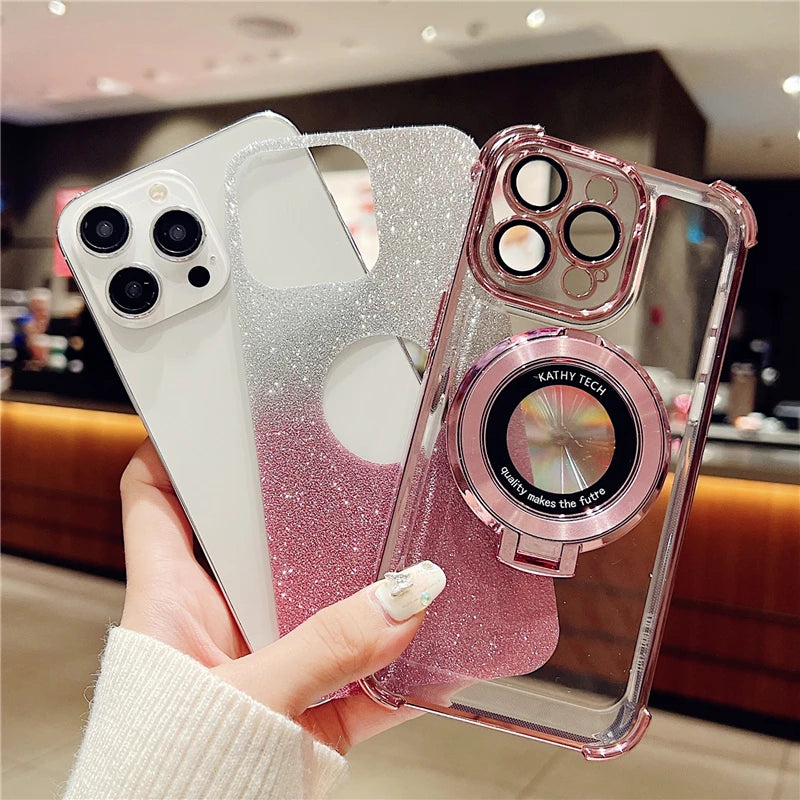 Glitter MagSafe Magnetic Plating TPU Case For iPhone