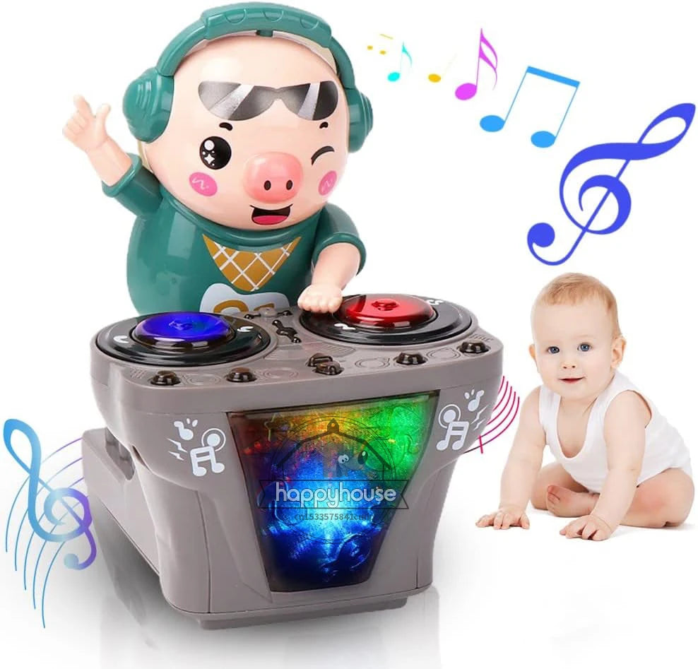 DJ Electric Music Dancing  Pig Toy with Color Light Swing doll kid gift