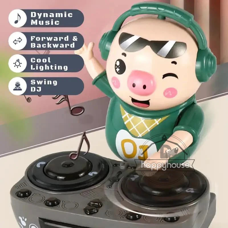 DJ Electric Music Dancing  Pig Toy with Color Light Swing doll kid gift