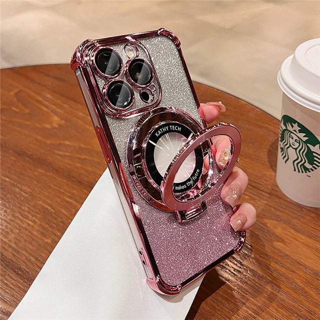 Glitter MagSafe Magnetic Plating TPU Case For iPhone