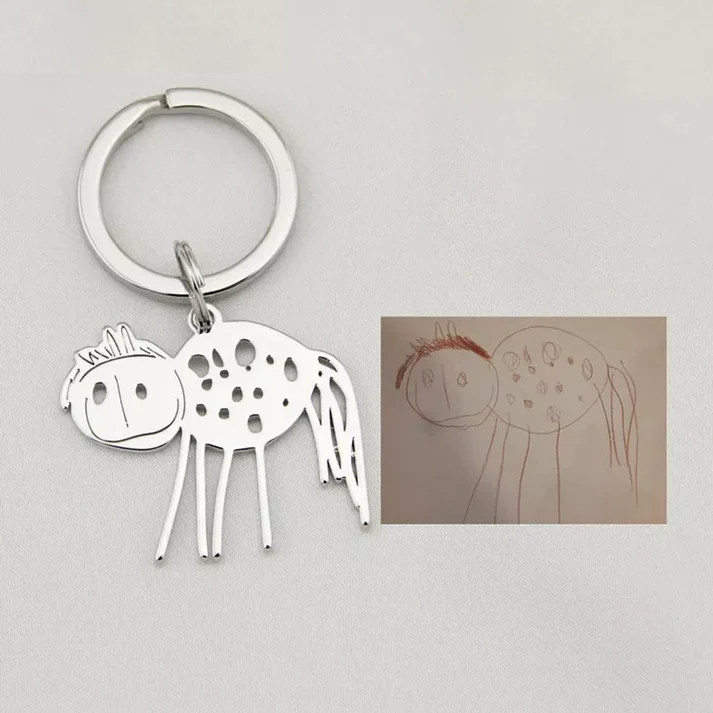 Custom Engraved Children's Art Drawing Keychain.