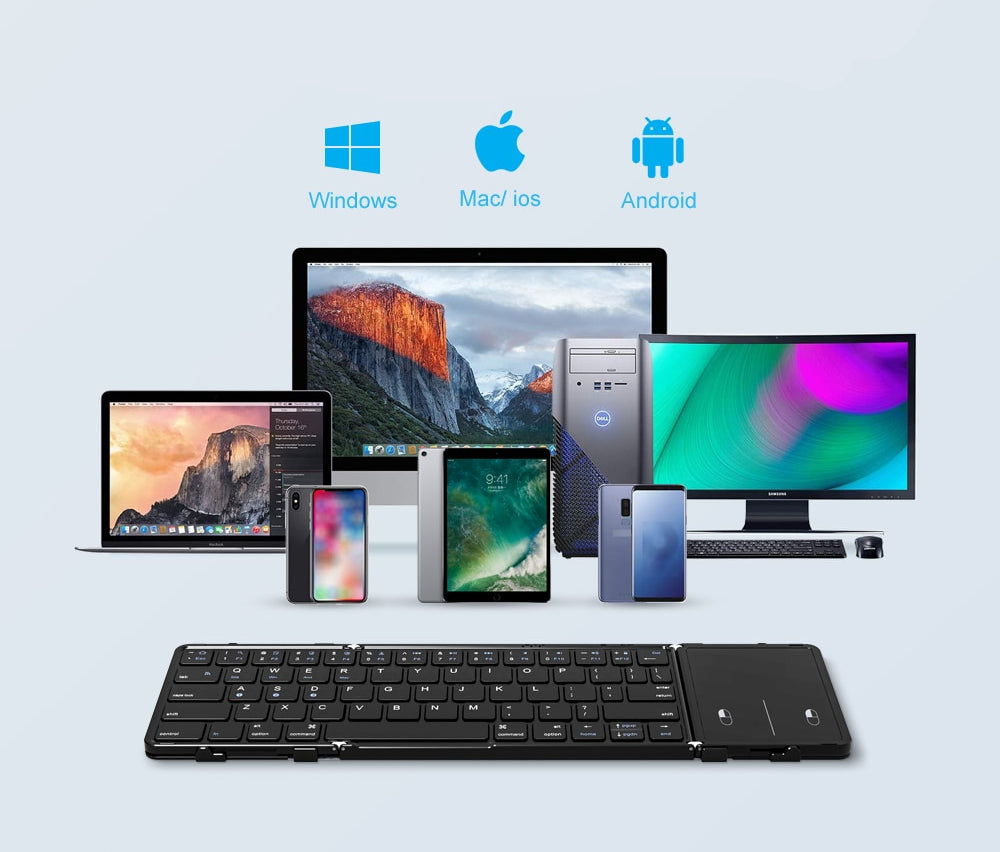 Bluetooth Keyboard Portable Tri-folding Fit for IOS android