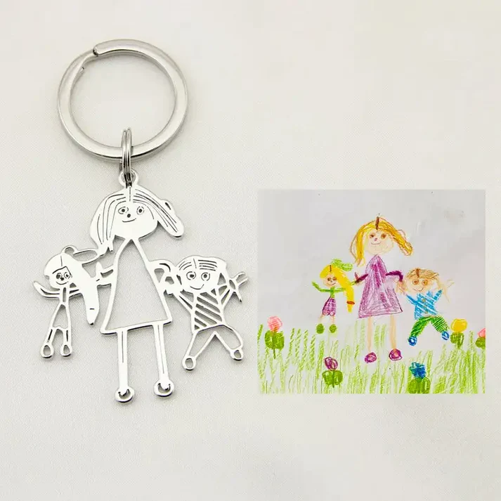 Custom Engraved Children's Art Drawing Keychain.