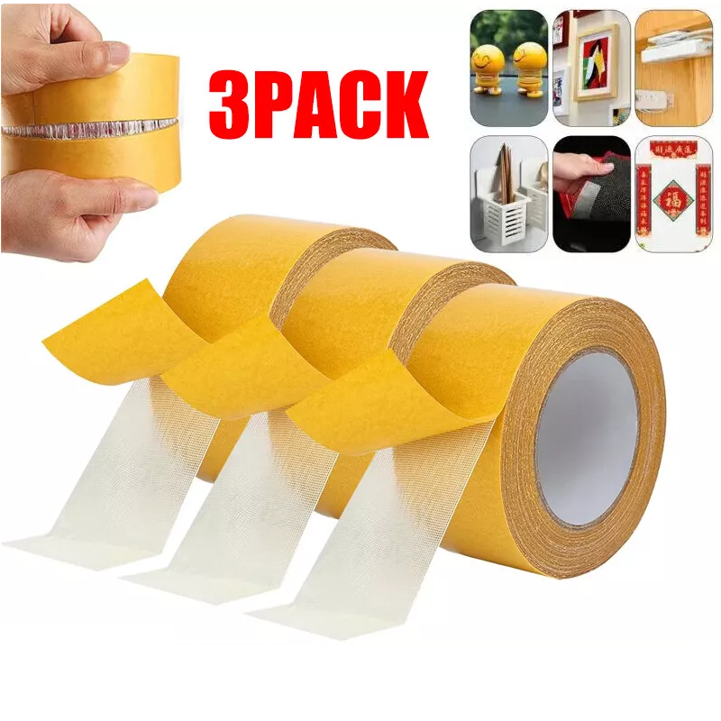 🔥Hot Sale 70% OFF🔥3 Pack Strong Adhesive Double-sided Gauze Fiber Mesh Tape,Waterproof Tape 15ft