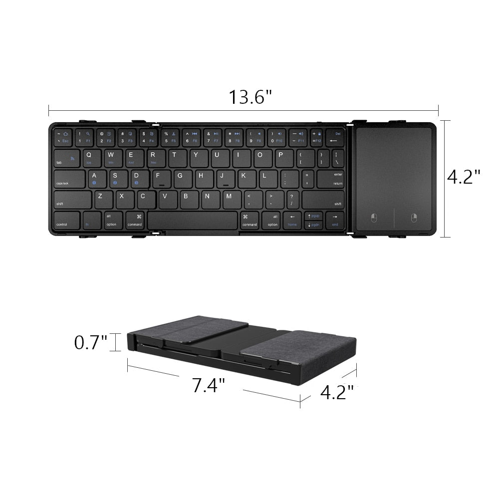 Bluetooth Keyboard Portable Tri-folding Fit for IOS android