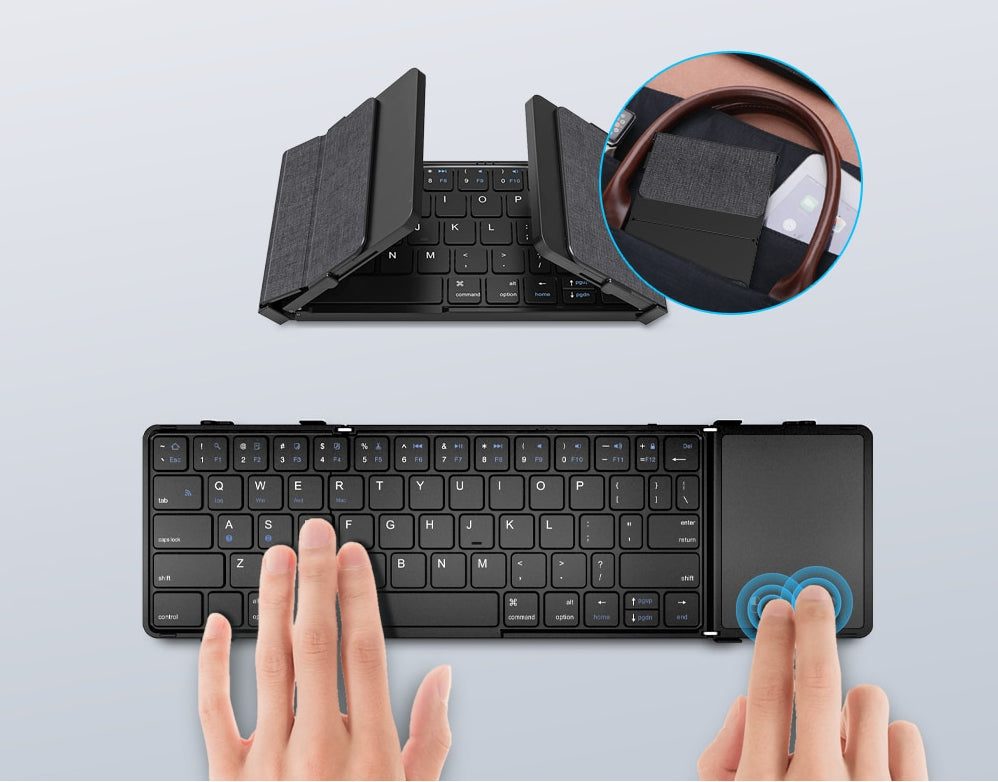 Bluetooth Keyboard Portable Tri-folding Fit for IOS android