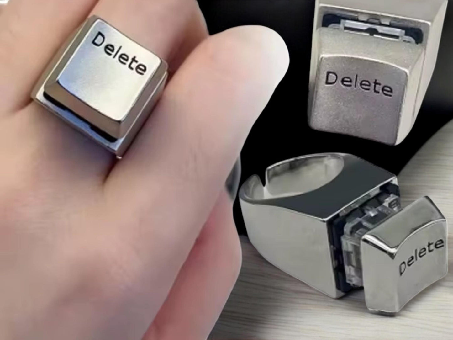 Adjustable Keyboard Key Ring – Delete Key Jewelry for Tech Fans