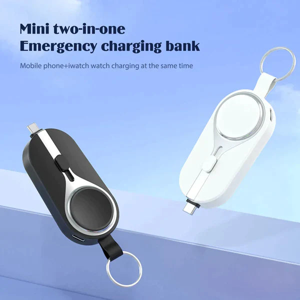 KeyPact Duo-Mini Portable Emergency Power Bank 2 In 1 2000mAh Keychain Power Bank