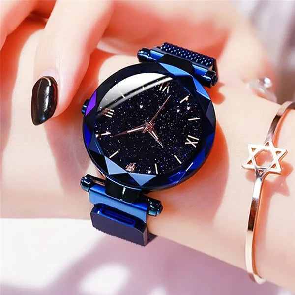 Luxury Classic Women Watch Stainless Steel Gold Quartz Starry Sky Romantic New